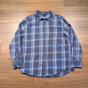 Eddie Bauer Bristol Flannel Shirt Mens Large Blue Plaid 100% Cotton Casual